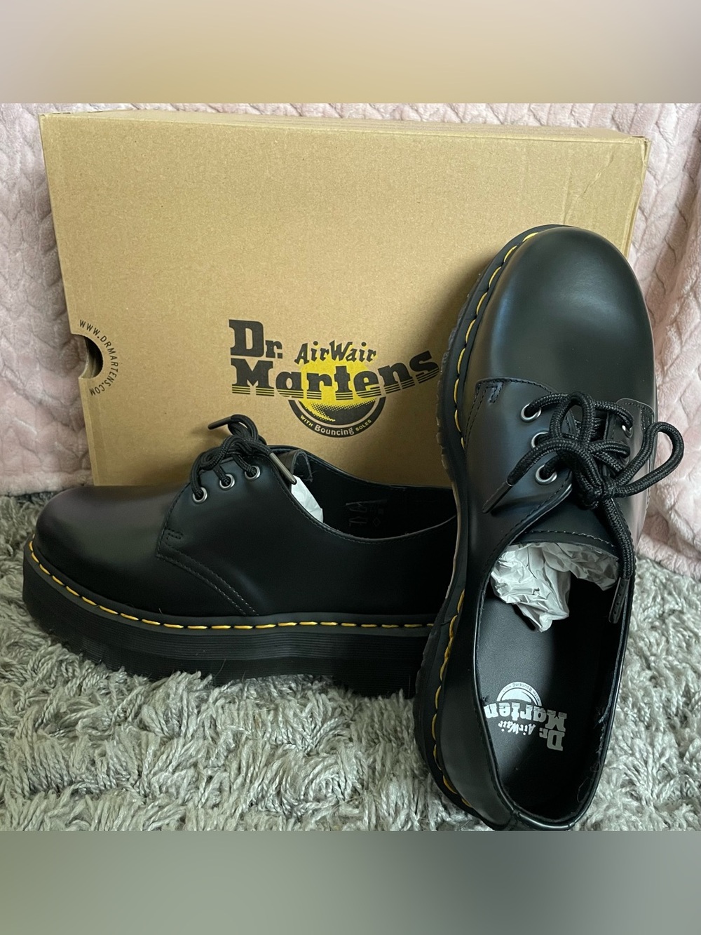 NEW Dr. Martens Black 1461 Quad Platform Shoes US-M 9, US-W 10 Mens Women’s
